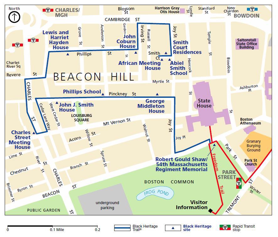 Boston USA Black Heritage Trail Karte Beacon Hill