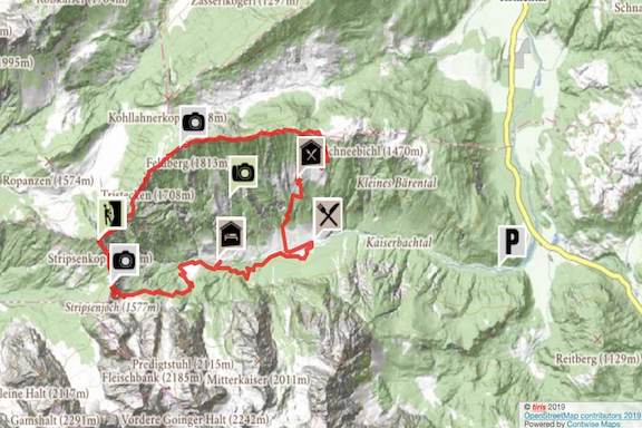 Wilder Kaiser Koasa Trail Wandern Etappe 2 Routenverlauf Karte