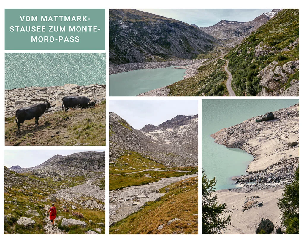Saastal wandern vom Mattmark Stausee zum Monte-Moro-Pass