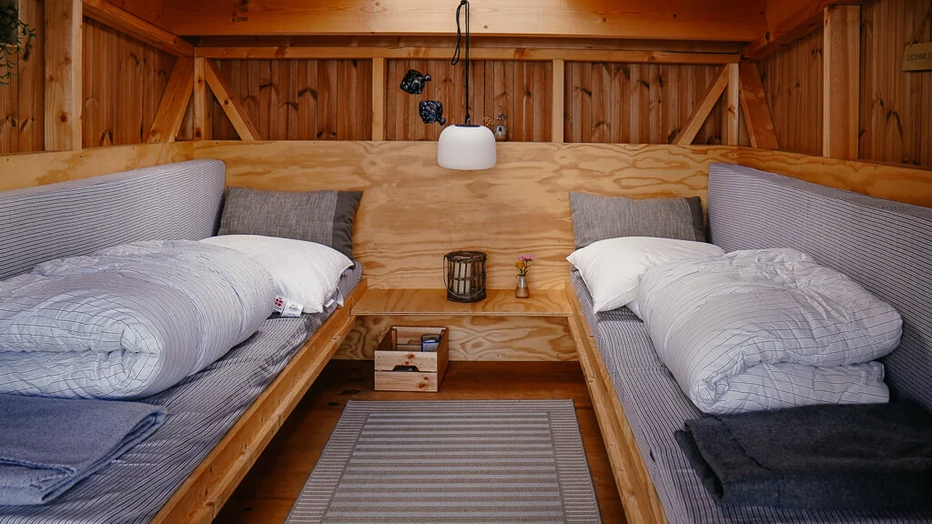 Im Shelter auf dem Mariager Campingplatz in Himmerland, Dänemark