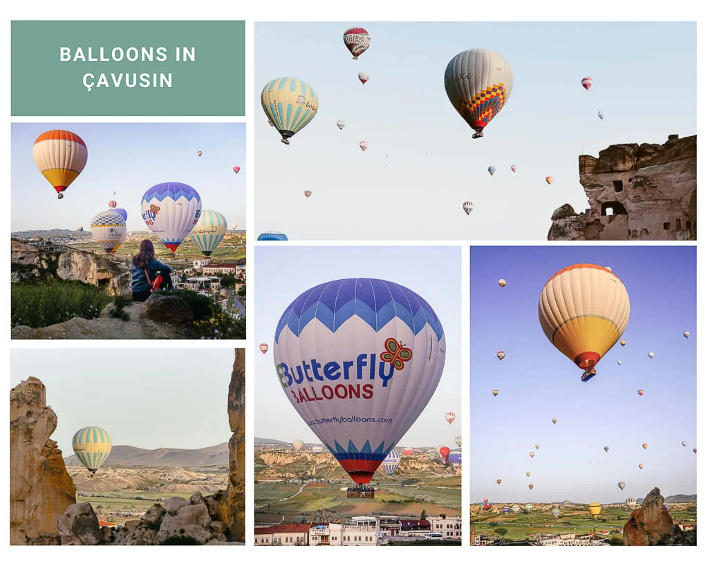 Kappadokien Hei&szlig;luftballons zum Sonnenaufgang in Cavusin