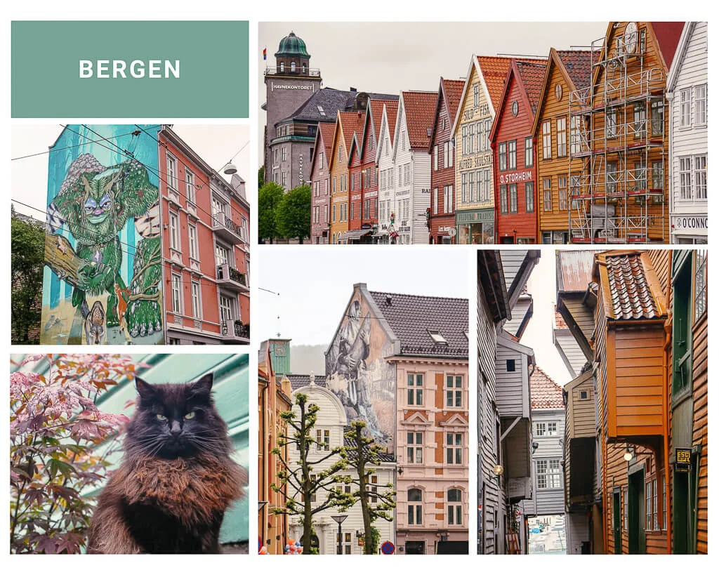 Bergen in Norwegen mit streetart und bunten Holzhäusern